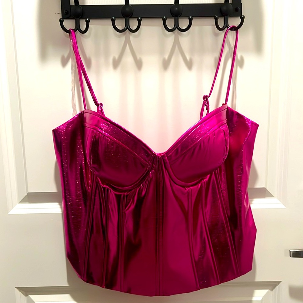 NWOT Fashion Nova Pink Metallic Corset (1XL)